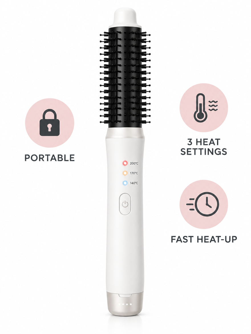 CurlWand™ | Wireless Mini Hair Curler & Styling Brush