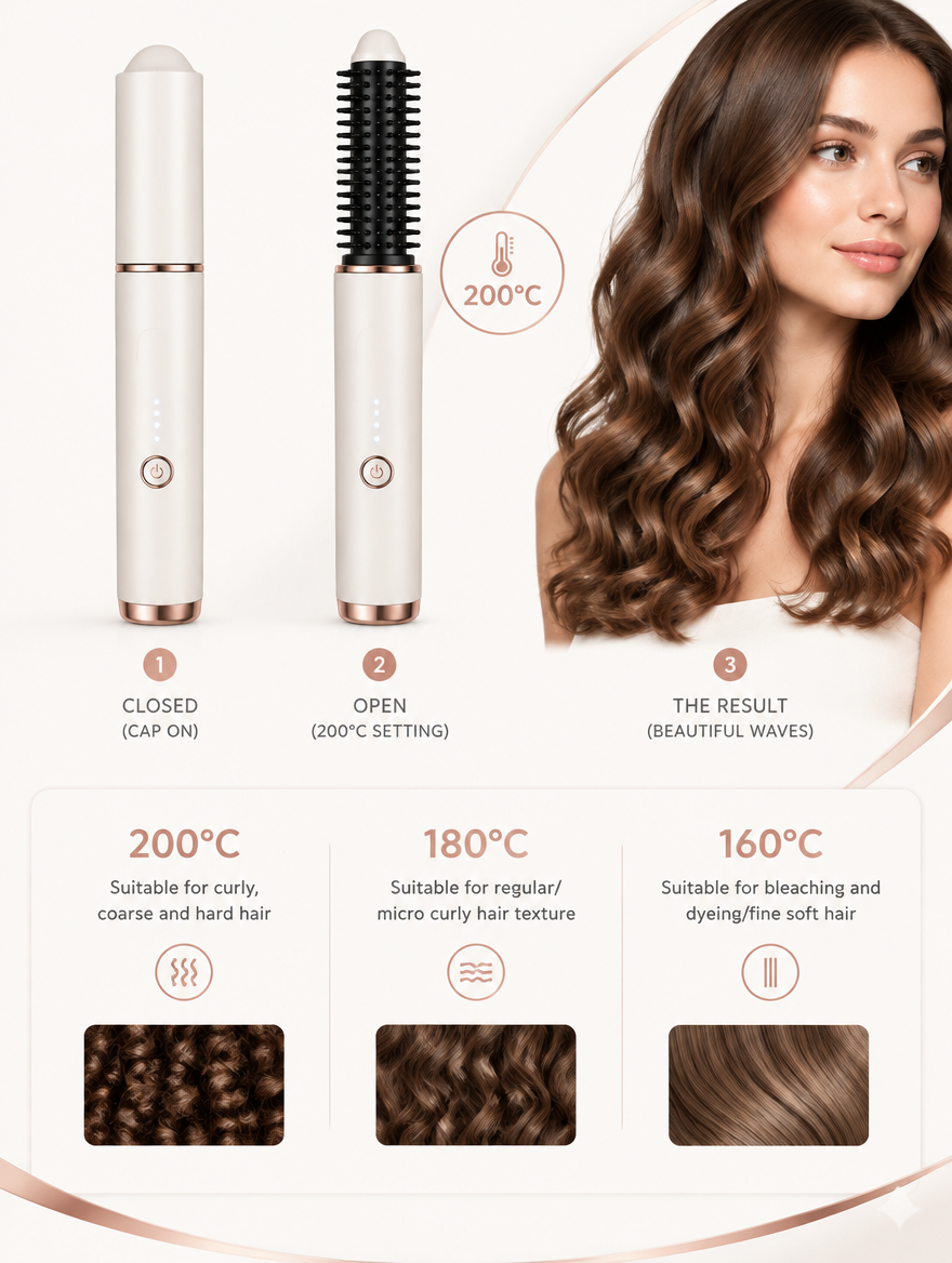 CurlWand™ | Wireless Mini Hair Curler & Styling Brush